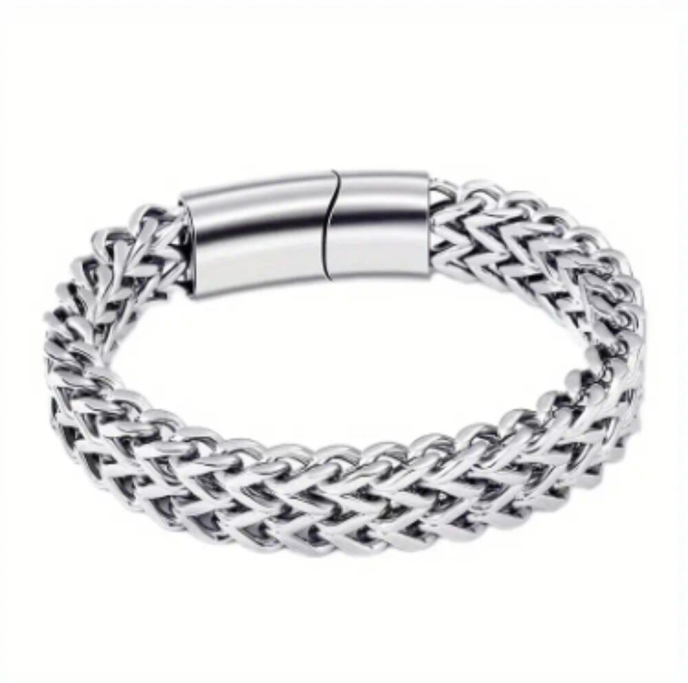 Copied -  Mens Titanium Steel Stainless Double-layer Snake Bone Bracelet 8 in